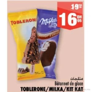 Bâtonnet de glace Toblerone, Milka ou Kit Kat