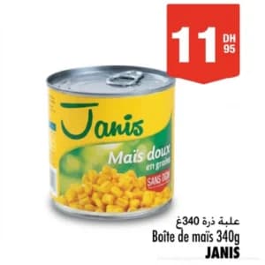 Boîte de maïs doux Janis 340g