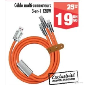 Câble multi-connecteurs 3-en-1 120W