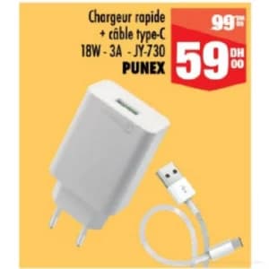 Chargeur rapide + câble type-C