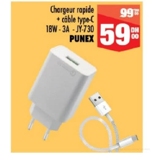 Chargeur rapide + câble type-C