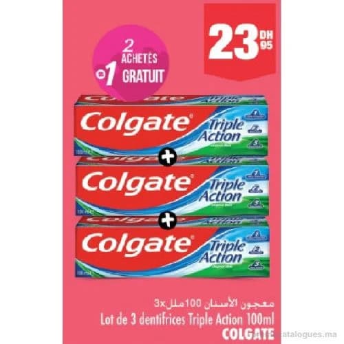 Dentifrice Colgate Triple Action 3 x 100ml
