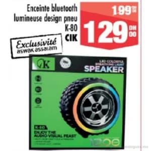 Enceinte bluetooth lumineuse design pneu K-80
