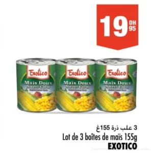 EXOTICO Lot de 3 boîtes de maïs