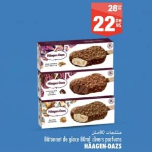 Häagen-Dazs Bâtonnet de glace 80ml divers parfums