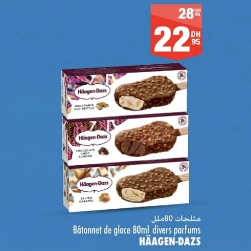 Häagen-Dazs Bâtonnet de glace 80ml divers parfums