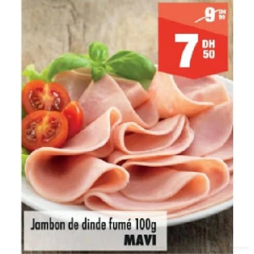 Jambon de dinde fumé 100g