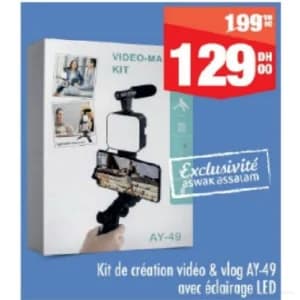 Kit de création vidéo & vlog AY-49 avec éclairage LED