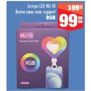Lampe LED MJ-10 forme cœur avec support RGB
