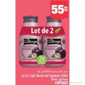 Lot de 2 Gels Douche Lait Hydratant Cottage