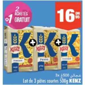 Lot de 3 pâtes courtes KENZ (500g x 3)