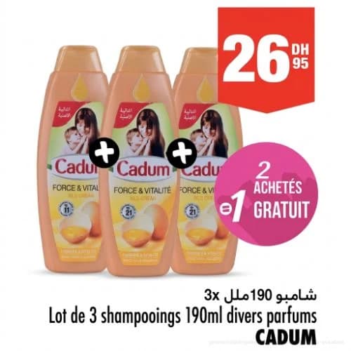 Lot de 3 shampooings 190ml divers parfums