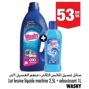 Lot lessive liquide machine 2,5L + adoucissant 1L
