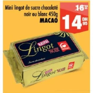 Mini lingot de sucre chocolaté noir ou blanc