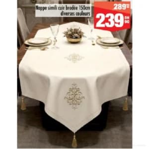 Nappe simili cuir brodée 150cm