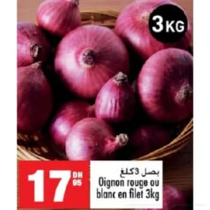 Oignon rouge ou blanc en filet 3kg