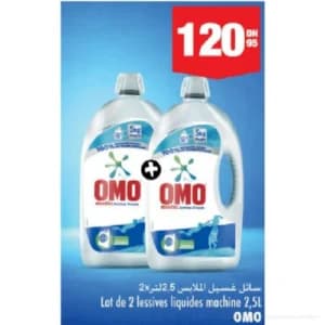 OMO Lot de 2 lessives liquides machine 2,5L