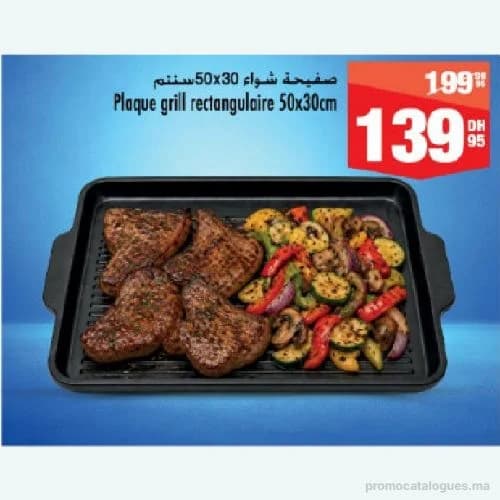 Plaque grill rectangulaire 50x30cm
