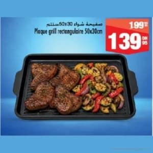 Plaque grill rectangulaire 50x30cm