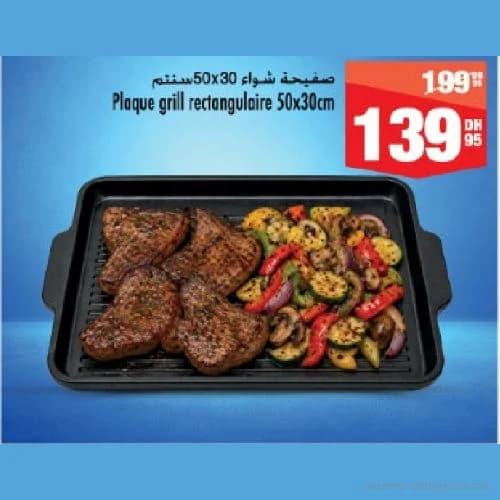 Plaque grill rectangulaire 50x30cm