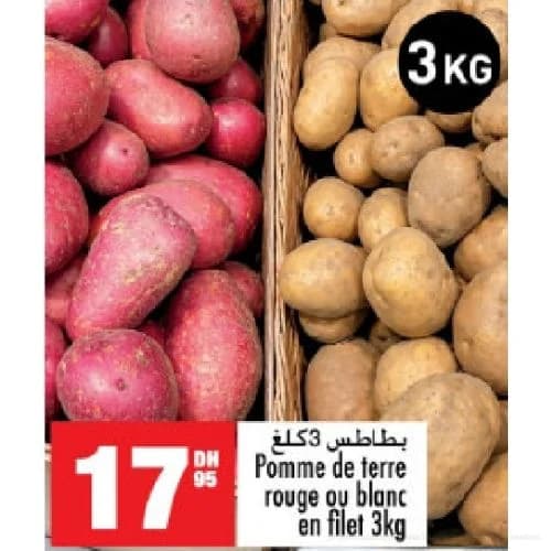 Pomme de terre rouge ou blanc en filet 3kg