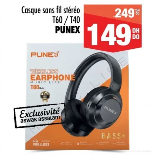 Punex Casque sans fil stéréo T60 / T40