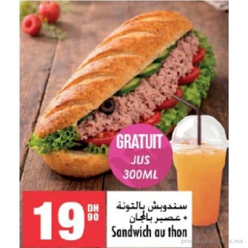 Sandwich au thon + Jus 300ml offert