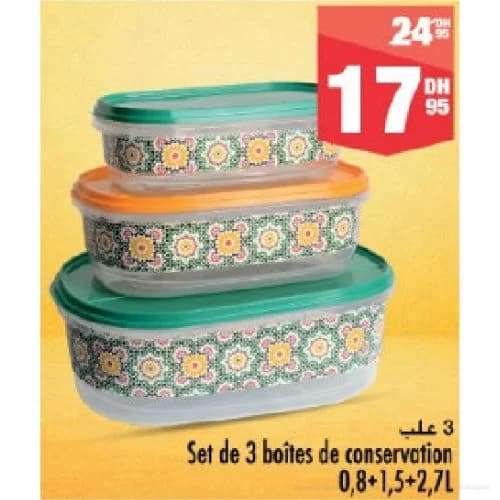 Set de 3 boîtes de conservation