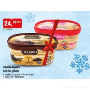 Lot de glace HELADOS (Vanille chocolat + Vanille fraise)