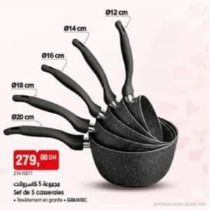 Set de 5 casseroles avec revêtement en granite