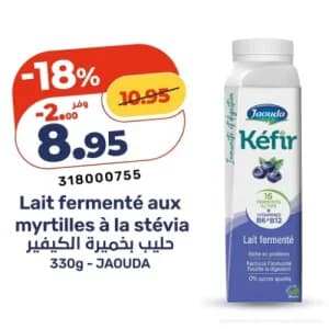 Lait fermenté aux myrtilles à la stévia Jaouda