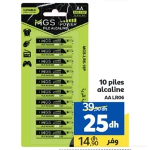 10 piles alcaline AA LR06