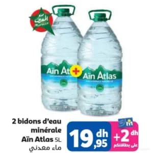 2 bidons d'eau minérale Aïn Atlas 5L
