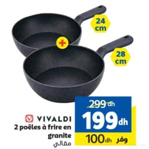 2 poêles à frire en granite VIVALDI (24 cm + 28 cm)