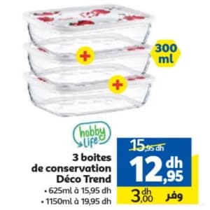 3 boites de conservation Déco Trend