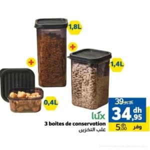3 Boites de conservation Lux (1,8L + 1,4L + 0,4L)