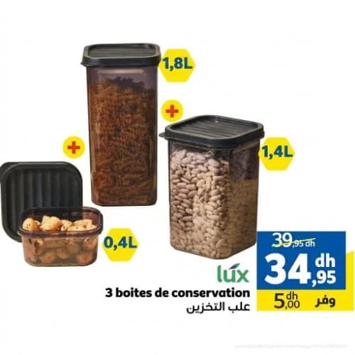 3 Boites de conservation Lux (1,8L + 1,4L + 0,4L)