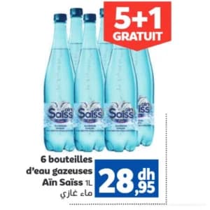 6 bouteilles d'eau gazeuses Aïn Saïss 1L