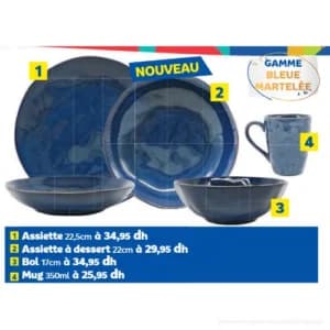 Assiette Bleue Martelée 22,5cm