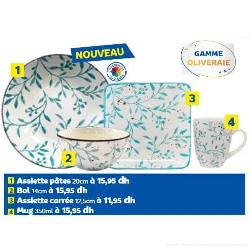 Assiette pâtes 20cm Oliveraie
