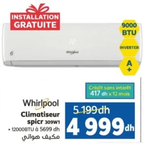 Climatiseur Whirlpool SPICR 309W1 - 9000 BTU
