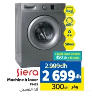 Machine à laver Siera 6kg T842S Silver