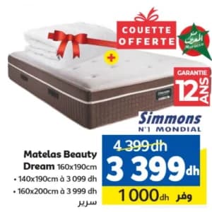 Matelas Simmons Beauty Dream 160x190cm + Couette Offerte
