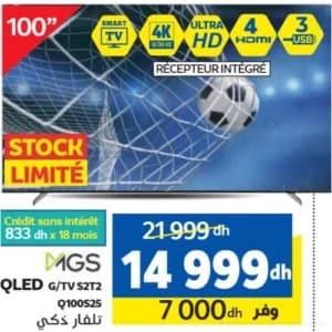 MGS Téléviseur QLED 100" Smart TV 4K UHD