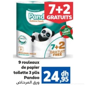 Papier Toilette Pandoo 3 Plis (9 Rouleaux)