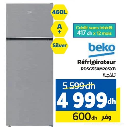 Réfrigérateur Beko RDSG550M20SXB 460L Silver