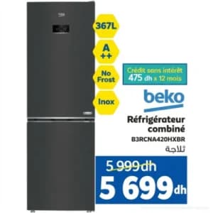 Réfrigérateur combiné Beko B3RCNA420HXBR - 367L - Inox