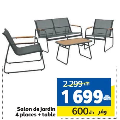 Salon de jardin 4 places + table