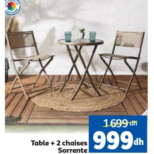 Table + 2 chaises Sorrente