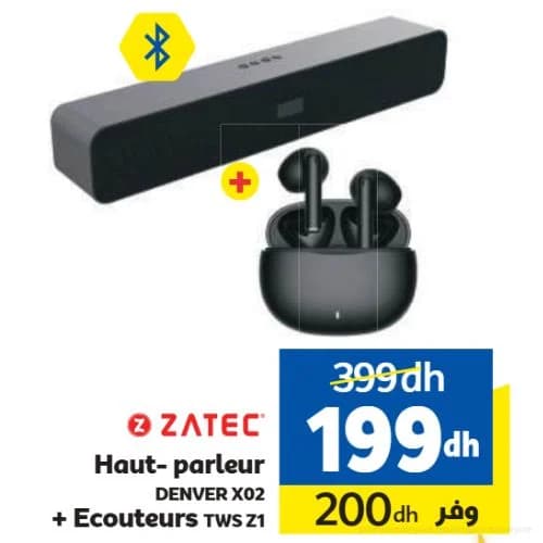 ZATEC Haut-parleur DENVER X02 + Ecouteurs TWS Z1